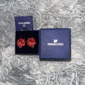 Red clip-on Swarovski earring